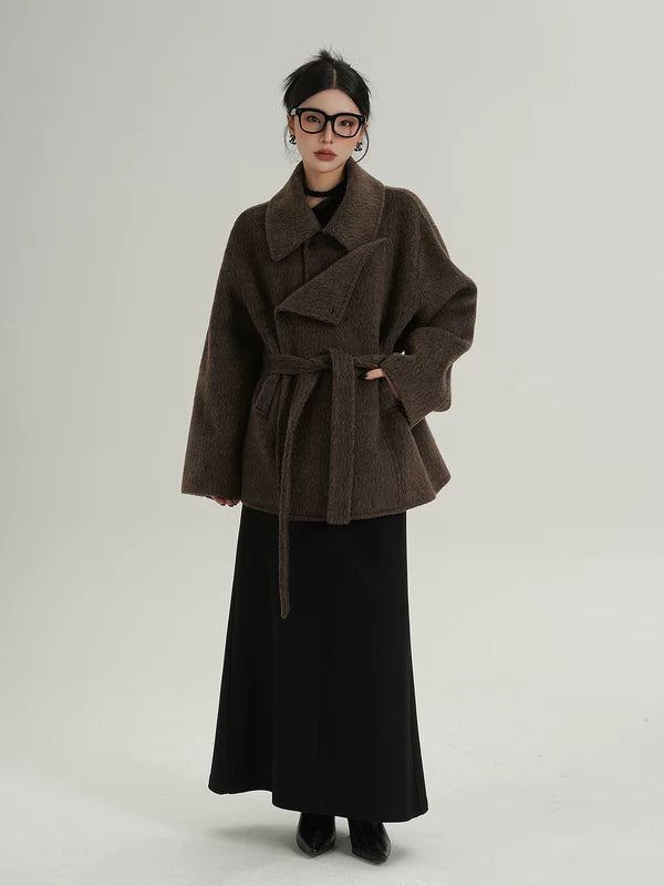 Belted Wool Wrap Coat for Winter