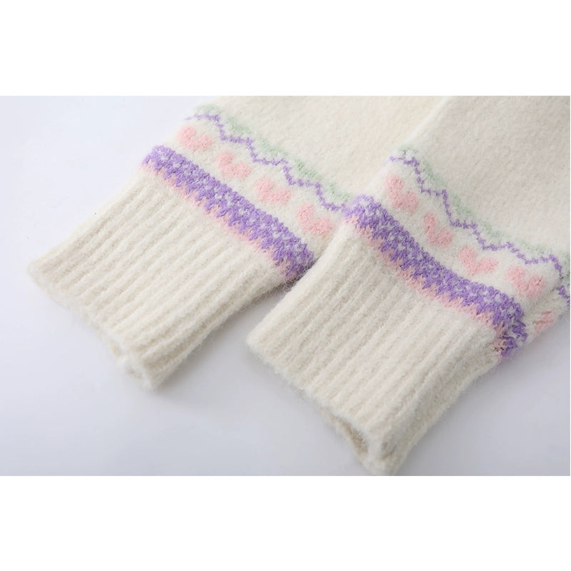 Jacquard Snowman Lapel Knit Sweater