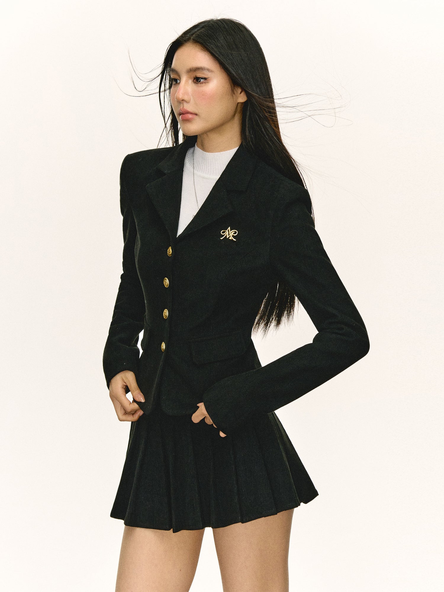 Retro Suit and Pleated Skirt