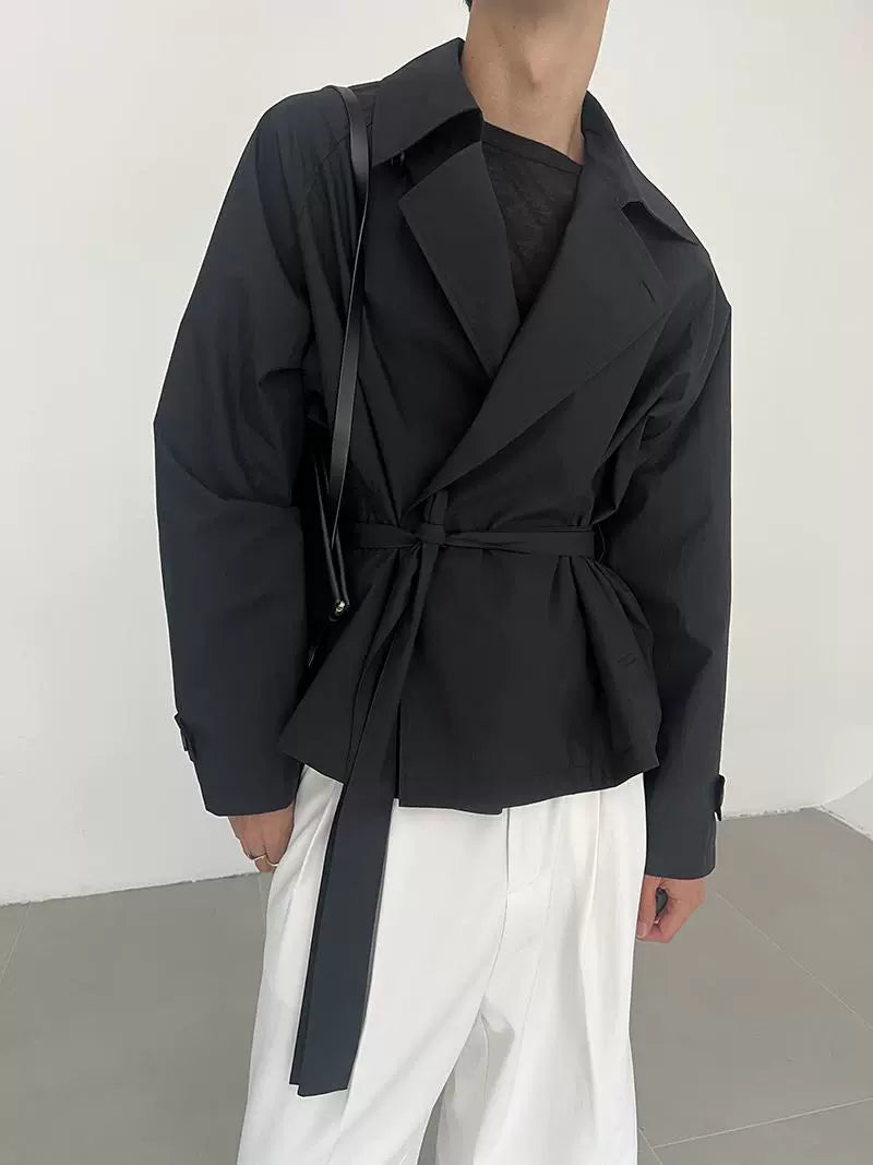 Veste coupe-vent courte ceinturée pour hommes 