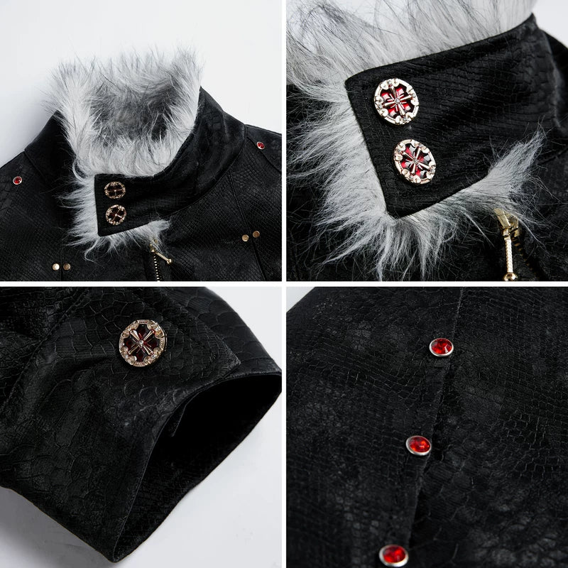 Fur Trim Leather Winter Coat