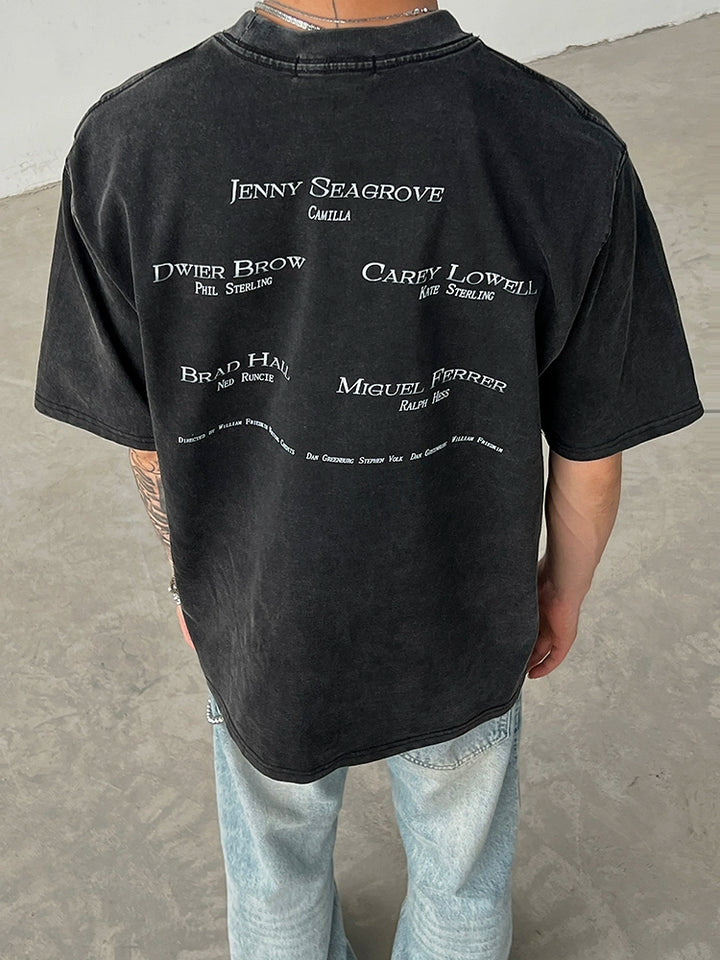 Camiseta Solta de Algodão com Estampa de Filme de Ficção Científica 