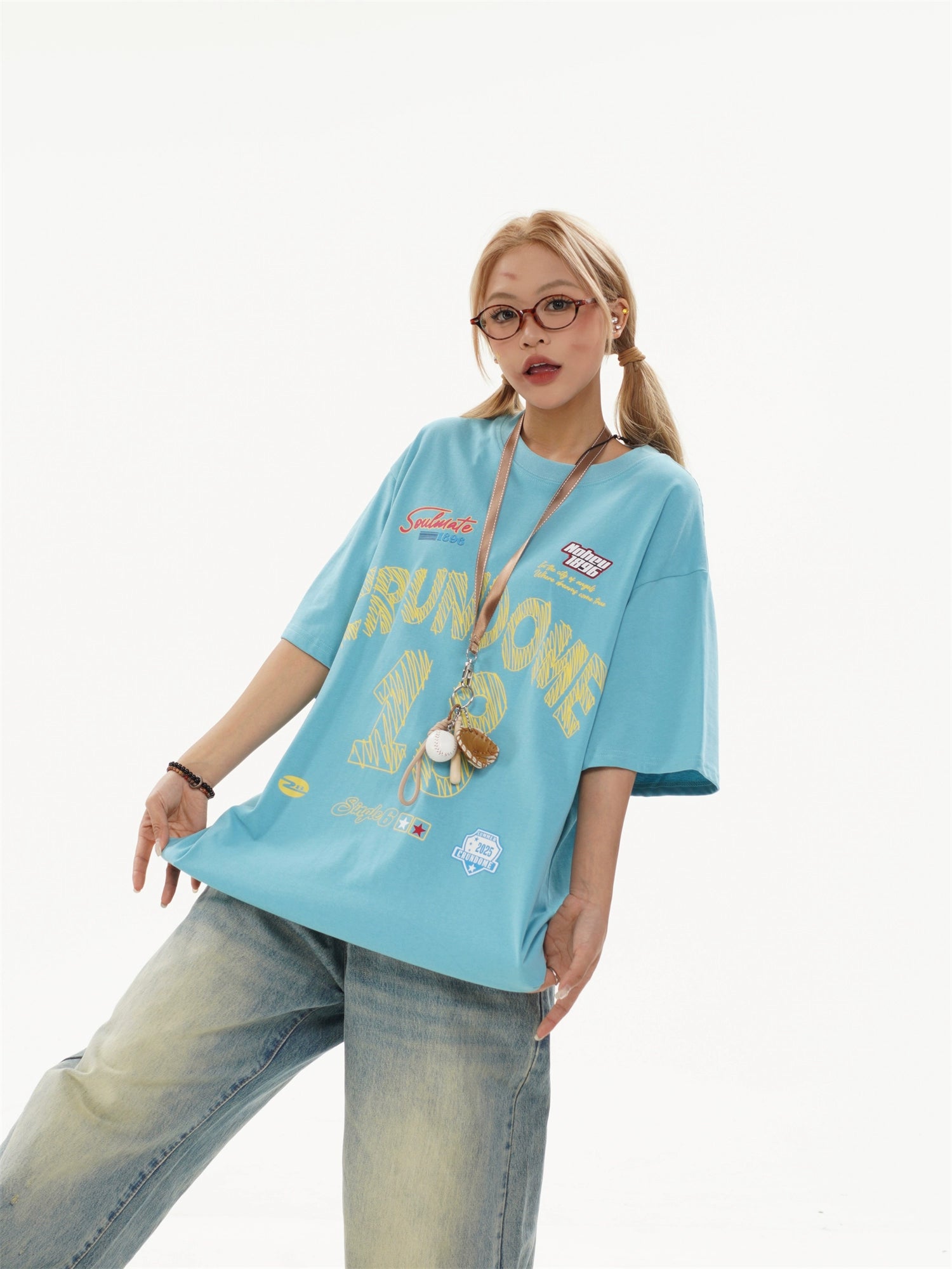 Benutzerdefiniertes Grafik-Lose-Fit-Kurzarm-T-Shirt 