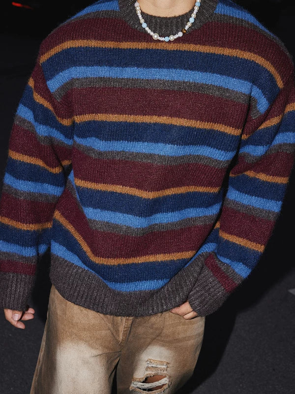 Relaxed Fit Striped Knit Sweater