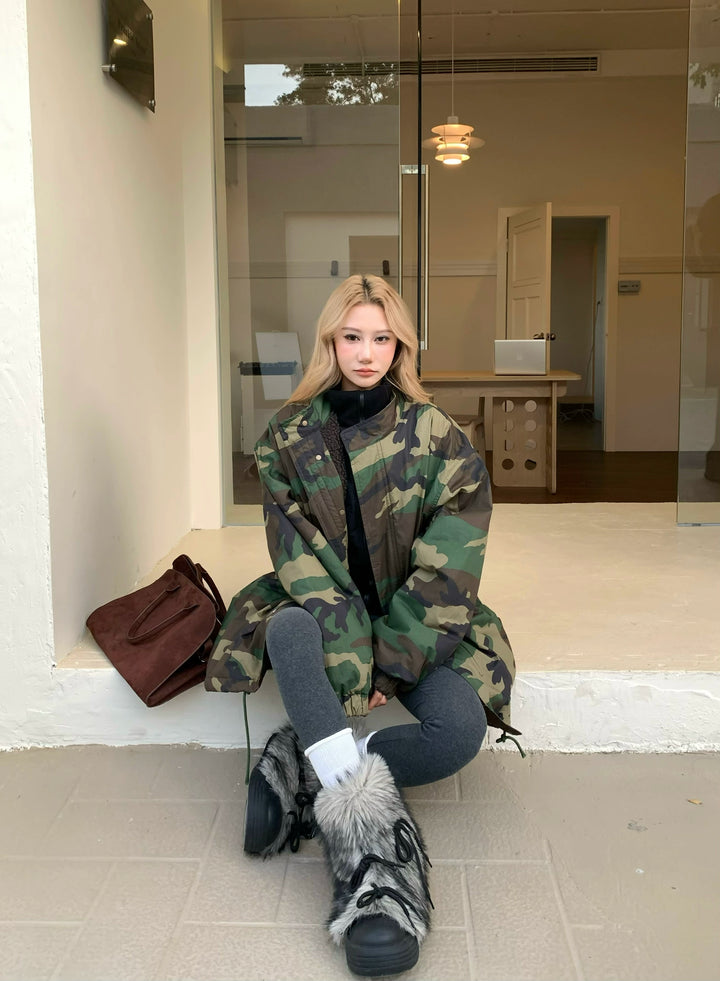 Camouflage Mid-Length Cotton Workwear Jacket