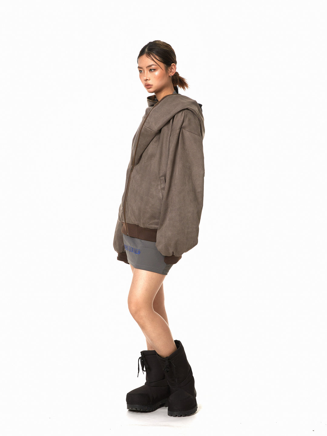 Hooded Asymmetrical Zipper Layered Jacket