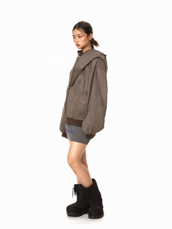 Hooded Asymmetrical Zipper Layered Jacket