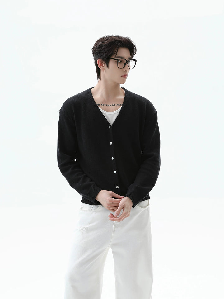 Linen Knit V-Neck Cardigan