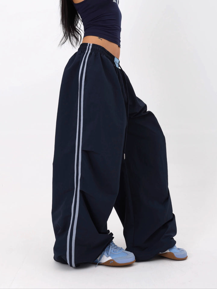 Wide Leg Double Stripe Casual Pants