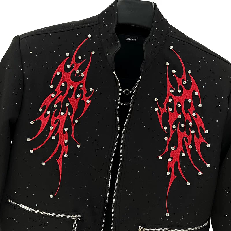 Embroidered Rhinestone Short Jacket