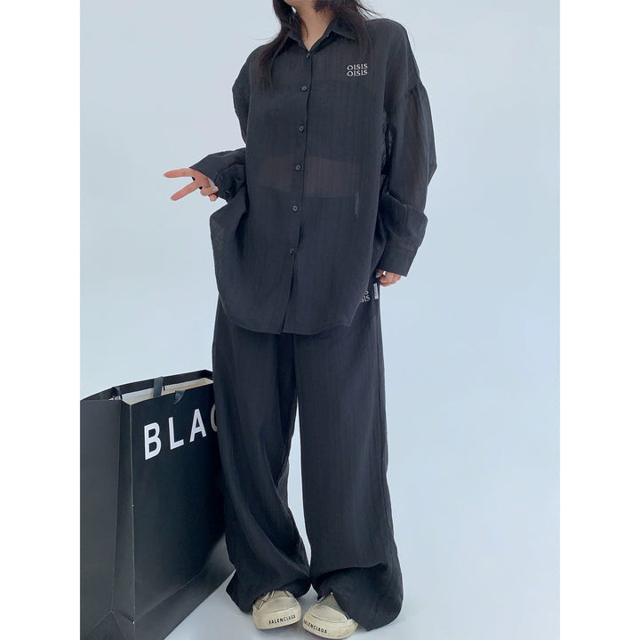 Loose Fit Long Sleeve Drape Shirt