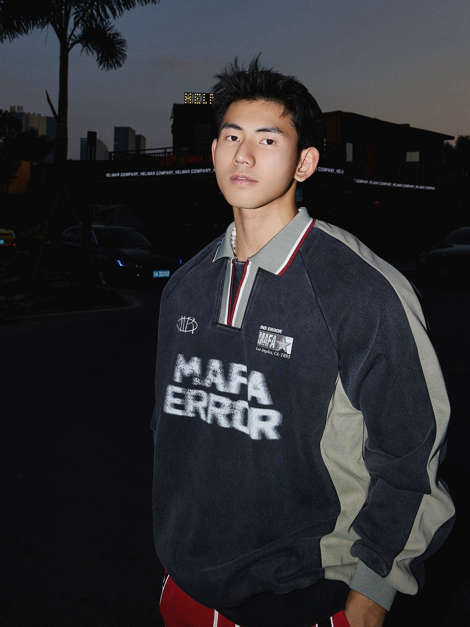 V-Ausschnitt Baseball Stil Retro Sweatshirt 