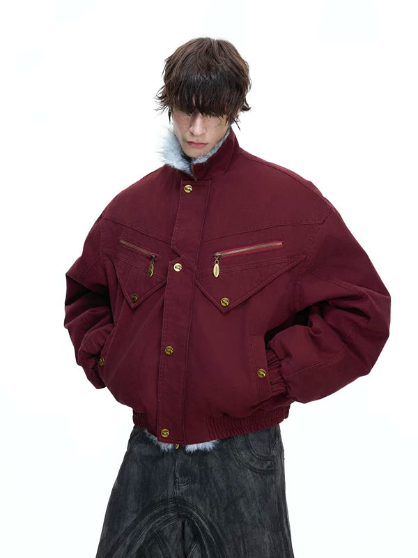 인조 모피 칼라 중량 작업복 재킷 