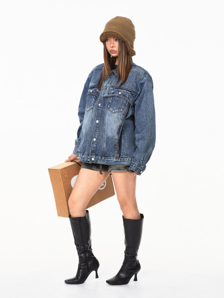 Short Loose Washed Denim Jacket