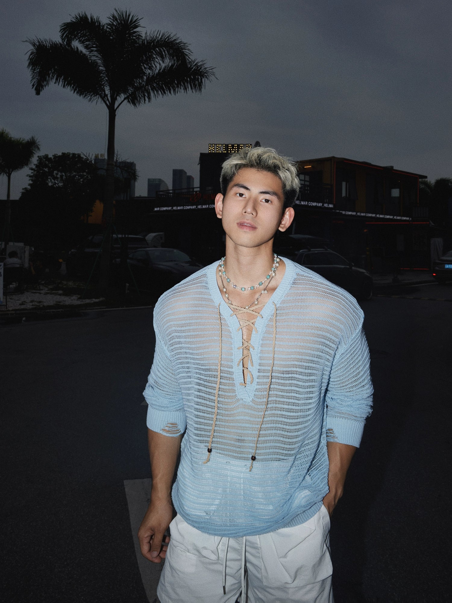 Loose Knit Hollow Long Sleeve Pullover