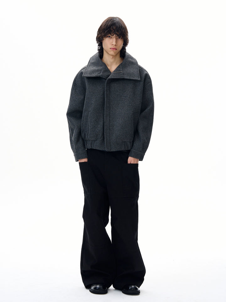 Chaqueta Casual de Lápel de Lana 