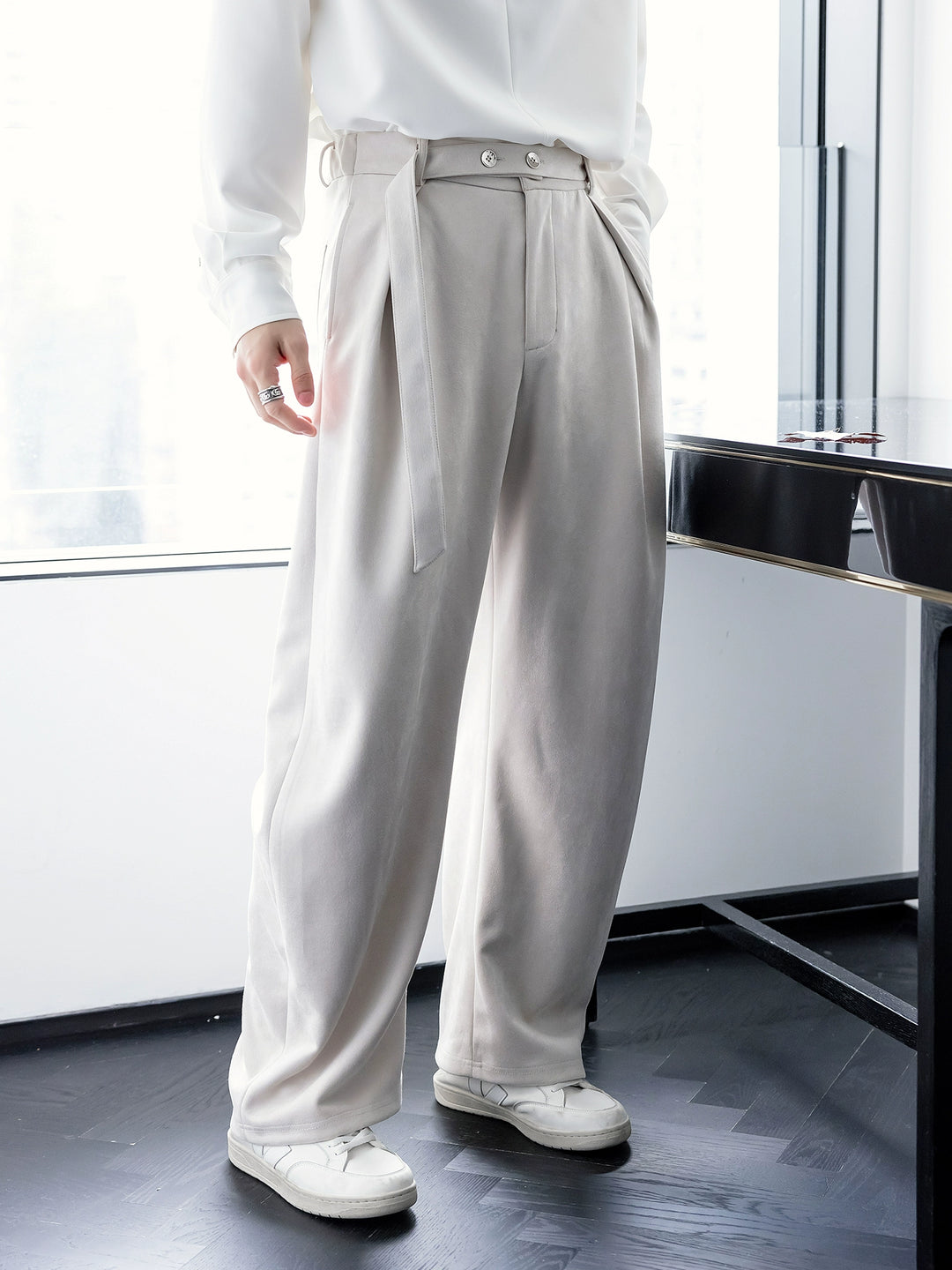 Wide Leg Pleated Casual Pants