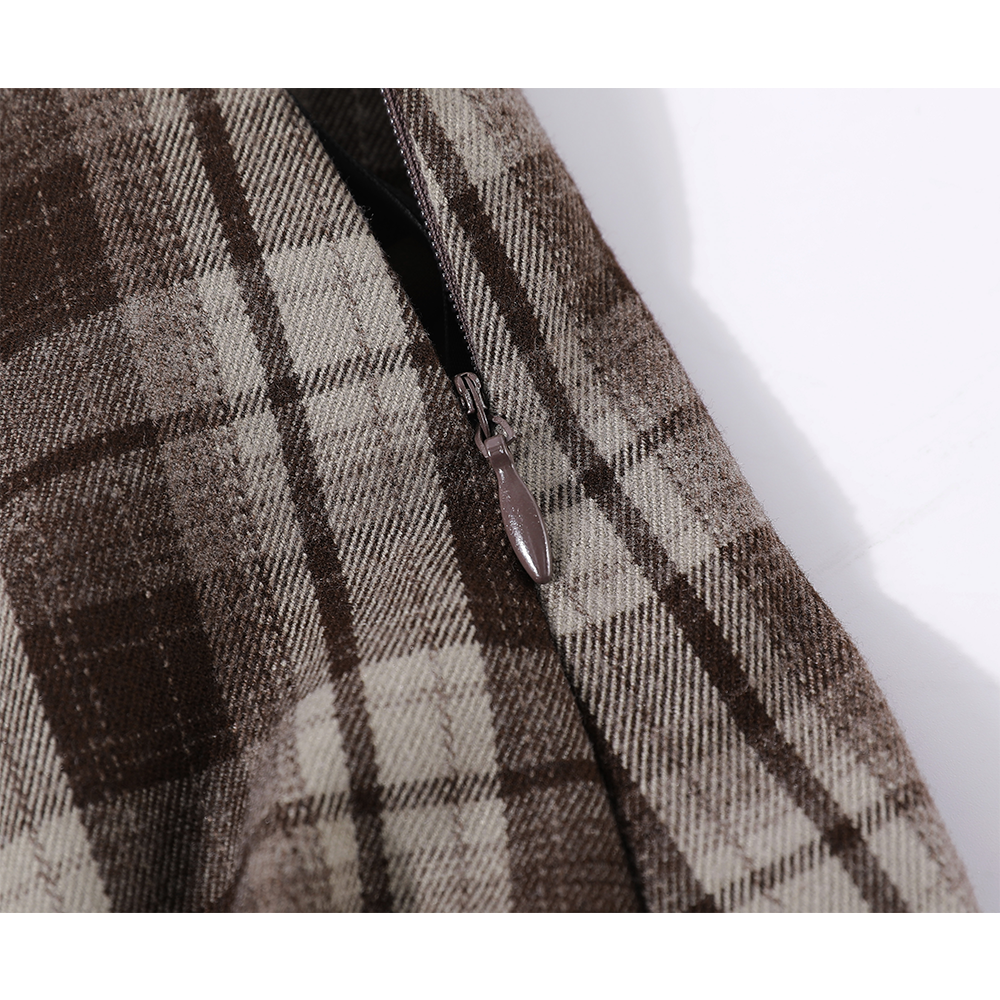Irregular Plaid High Waist Midi Skirt