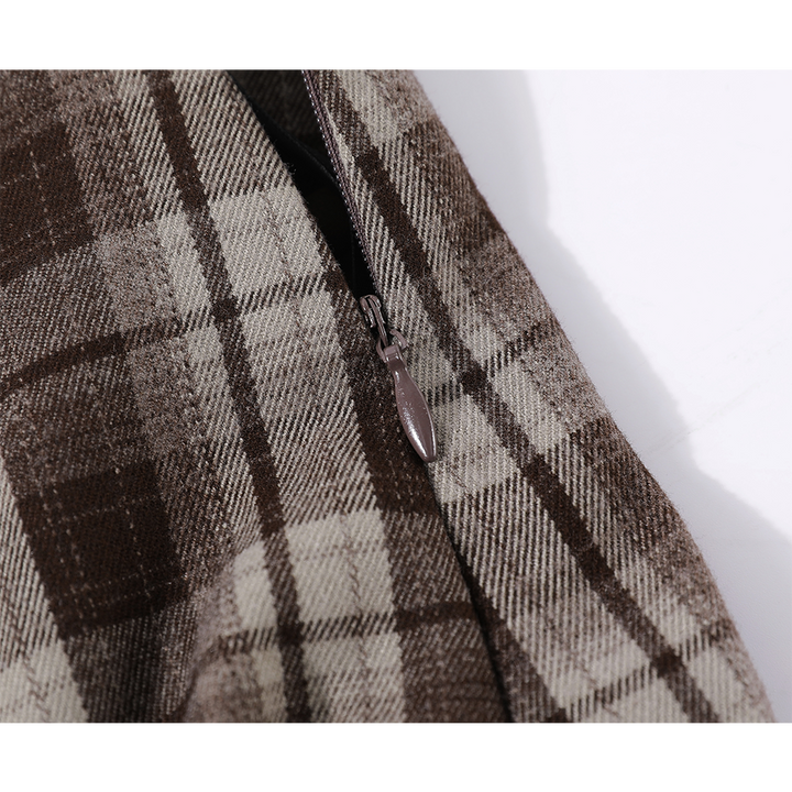 Irregular Plaid High Waist Midi Skirt