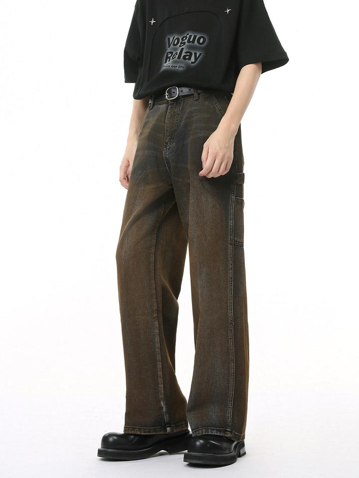 Straight Workwear Jeans with Cargo Pockets