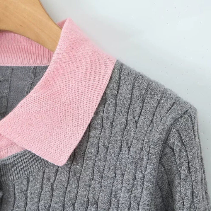 Lapel Cable Knit Cardigan