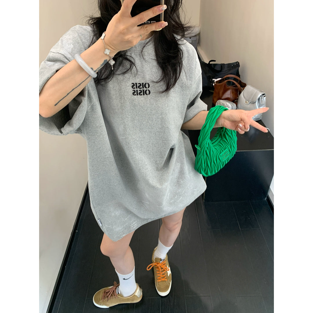 Oversized Embroidered Short Sleeve T-shirt