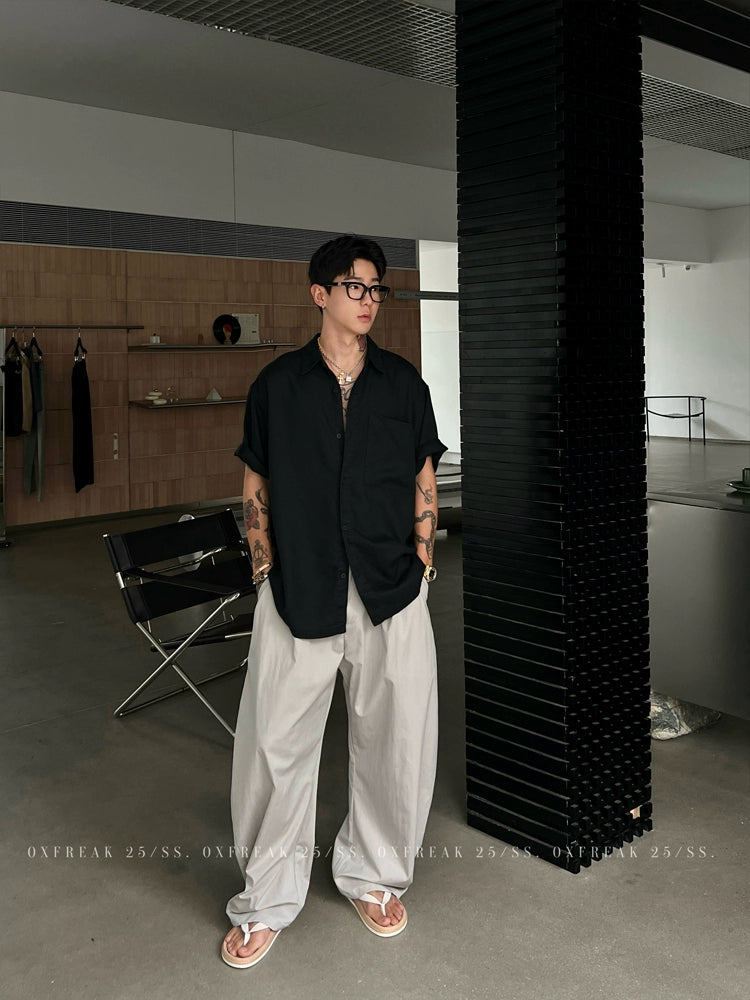 Symmetrical Pleated Quick-Drying Wide-Leg Pants