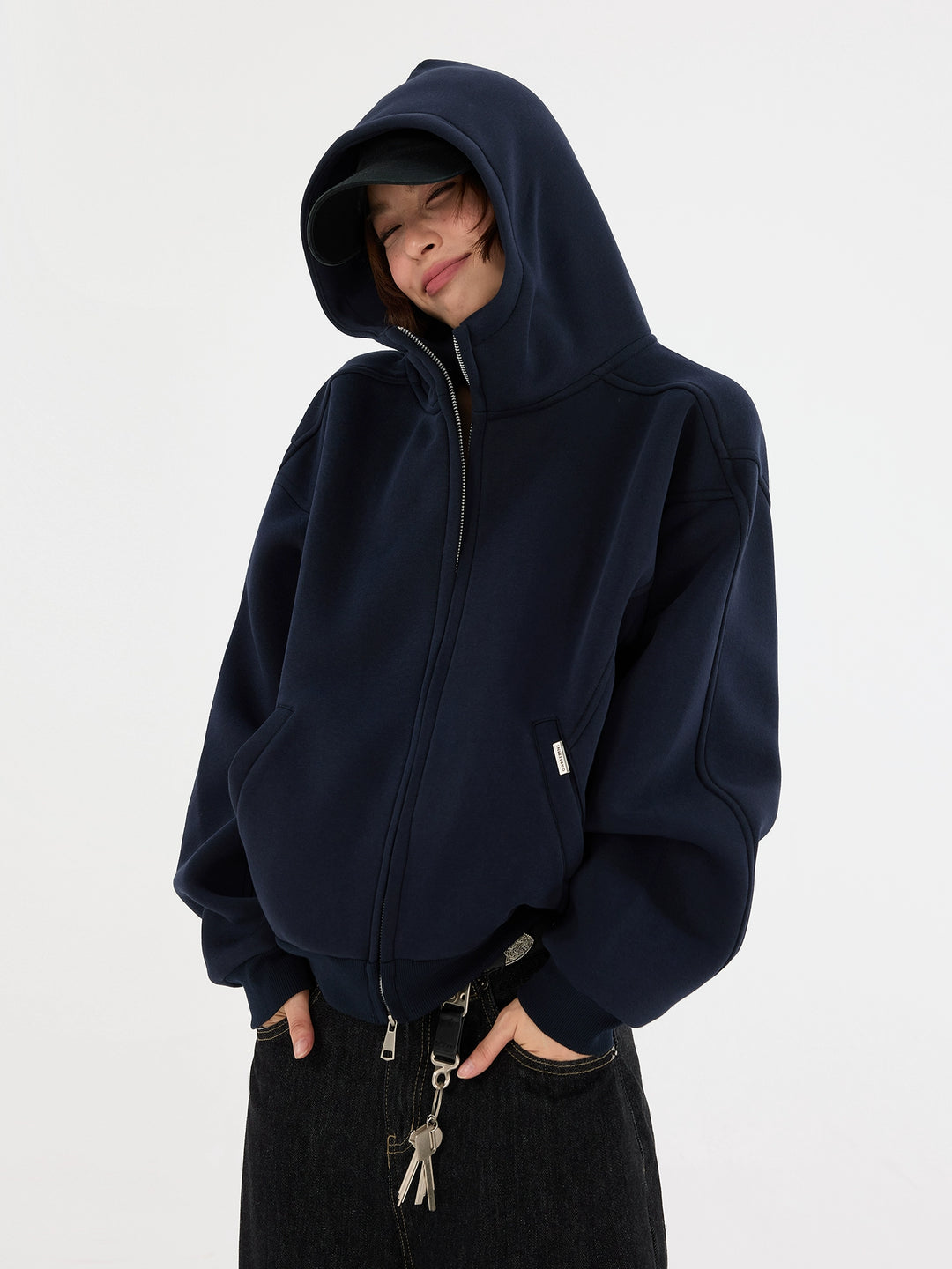 Hoge kraag rits-up hoodie sweatshirt 