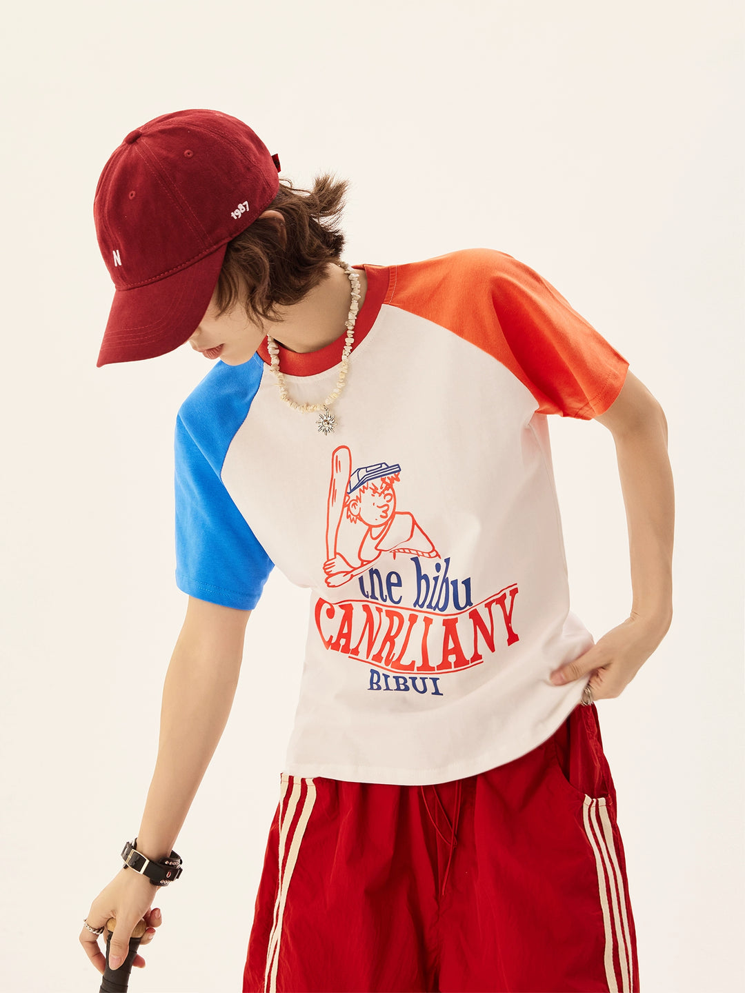 Retro Baseball Grafisk Kortärmad T-shirt 