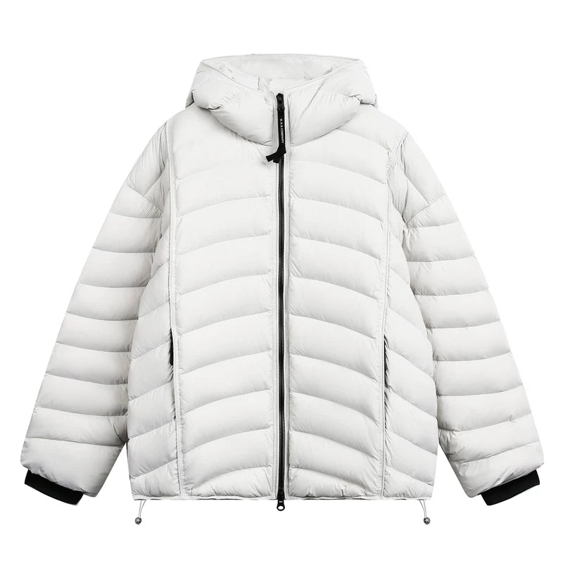 جاكيت بافر داون هيرينغبون بغطاء رأس 