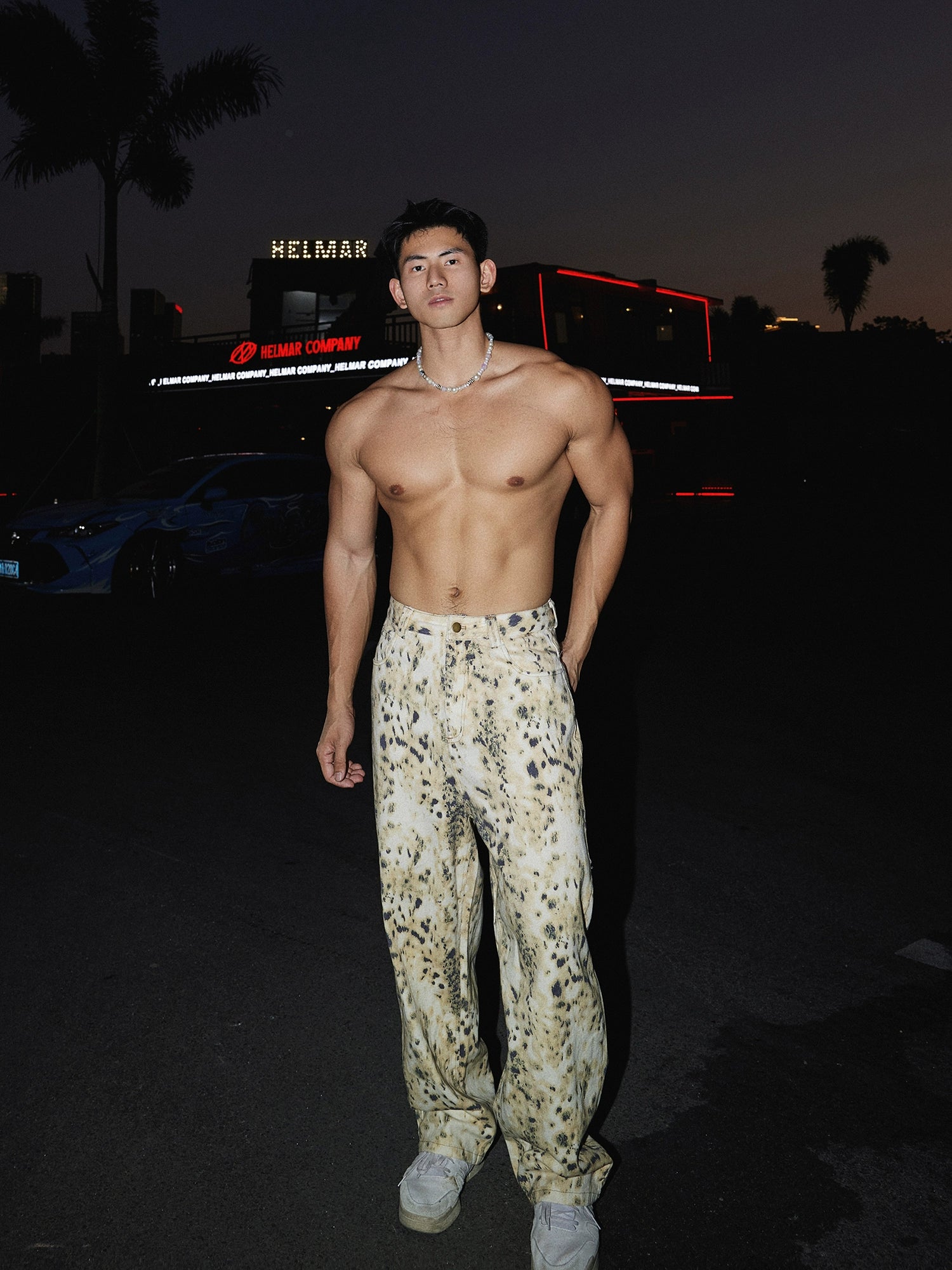 Retro Leopardenmuster gewaschene lässige Jeans 