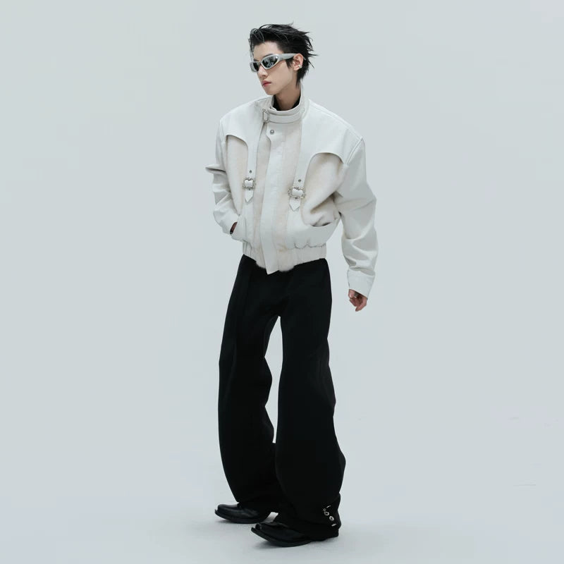 Crocodile-Pattern Faux Leather Jacket