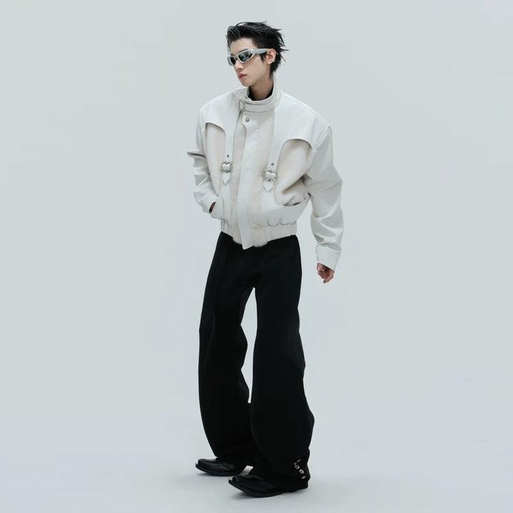 Crocodile-Pattern Faux Leather Jacket