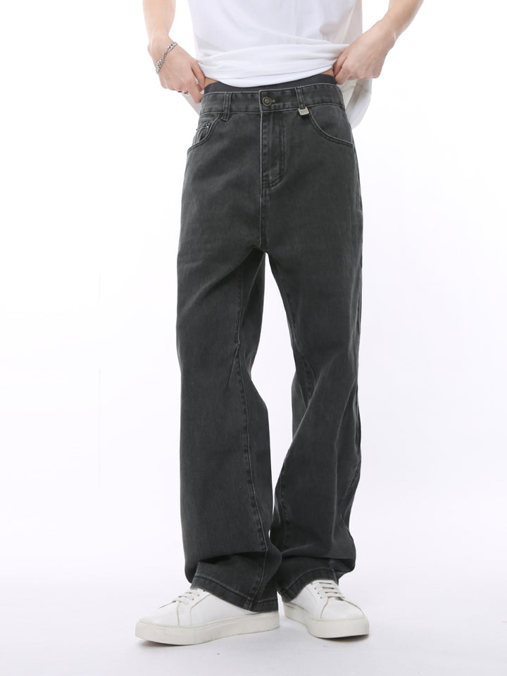Mid-Waist Loose Straight Jeans