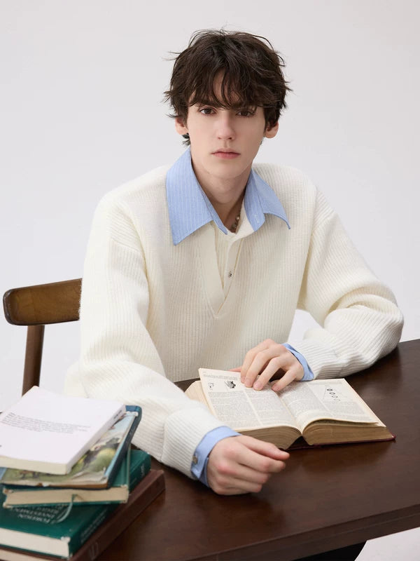 Pull-over à col en V en tricot 