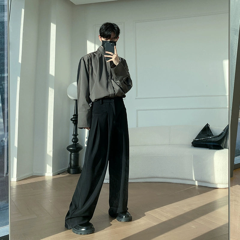 High Waist Loose Fit Pleated Pants