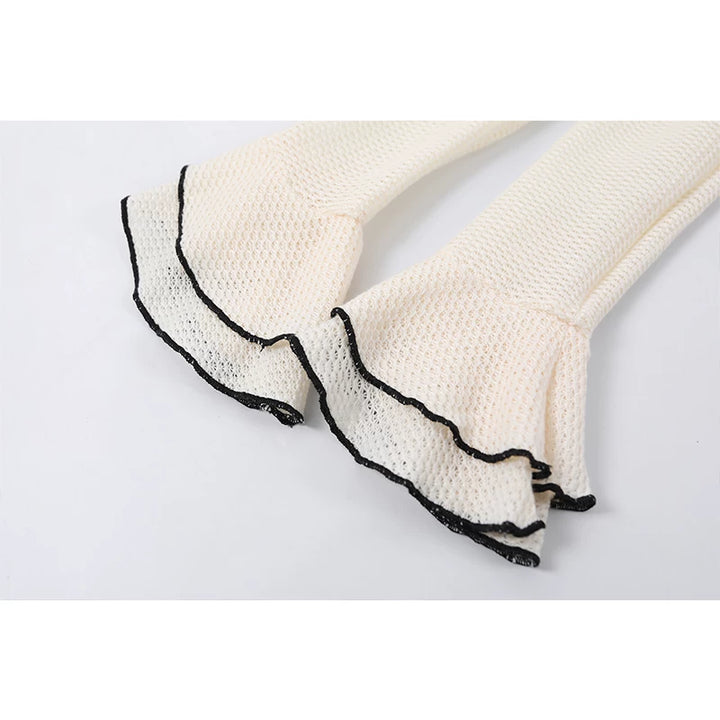 Ruffled Long Sleeve Color Block Dress