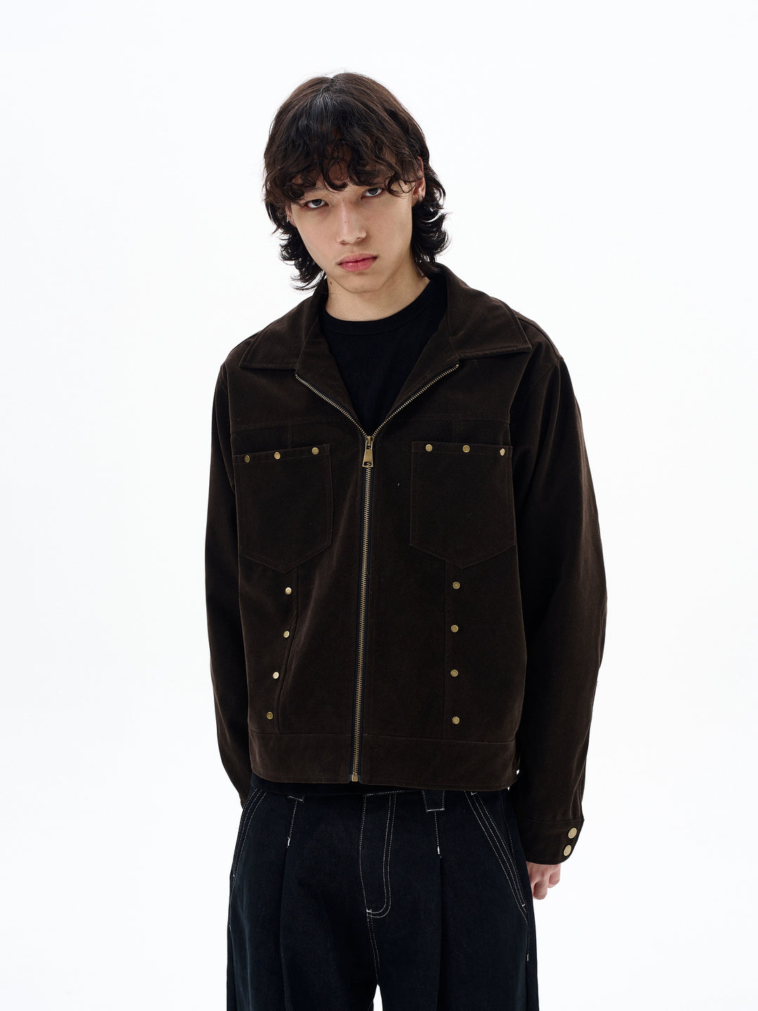 Wildleder Nieten Kurzmotorradjacke 