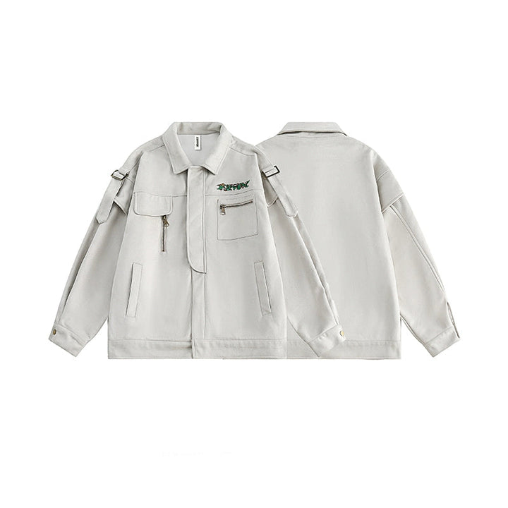 Suede Embroidered Lapel Casual Jacket