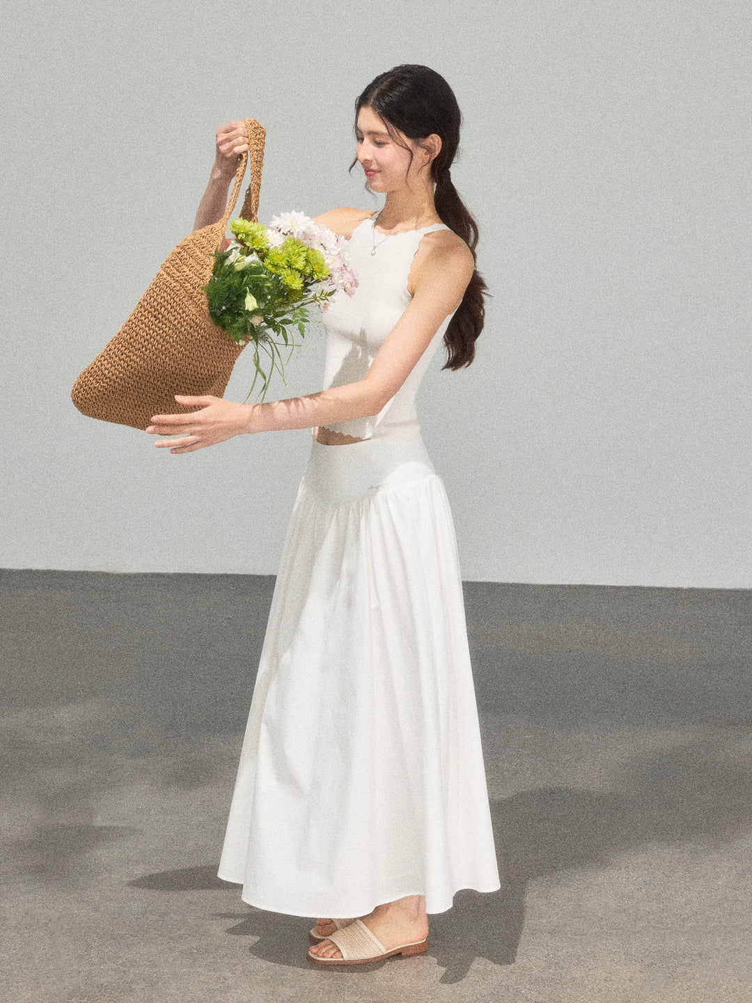 レトロハイウエストロングスカート 