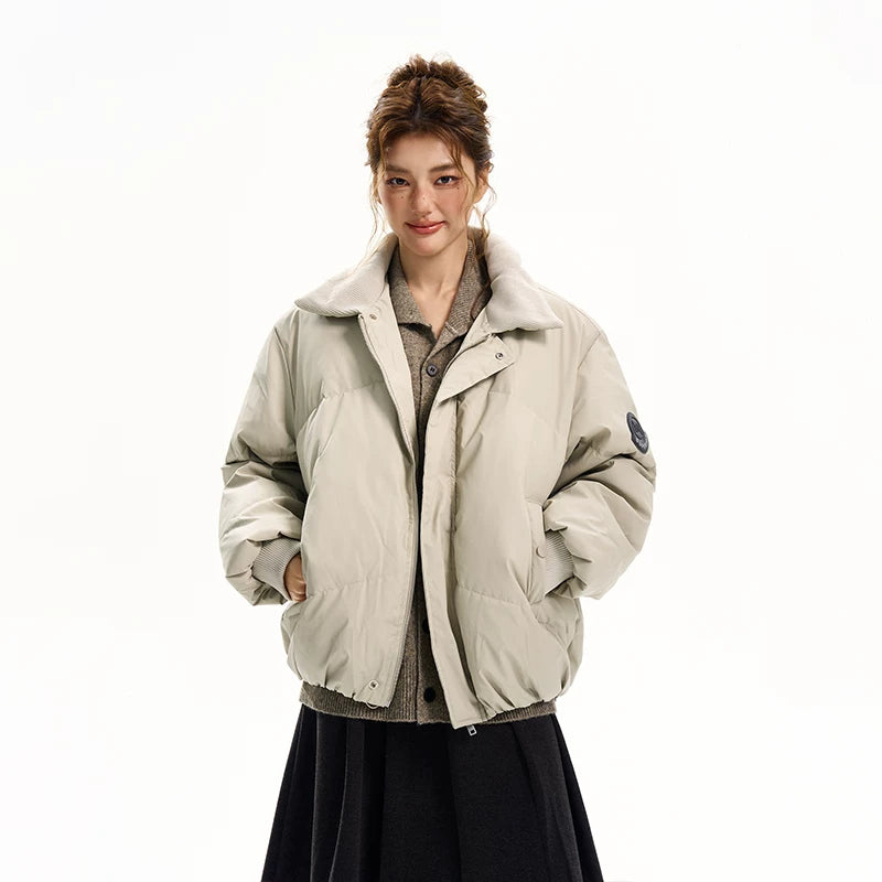 카라가 있는 면 패딩 루즈 겨울 자켓 