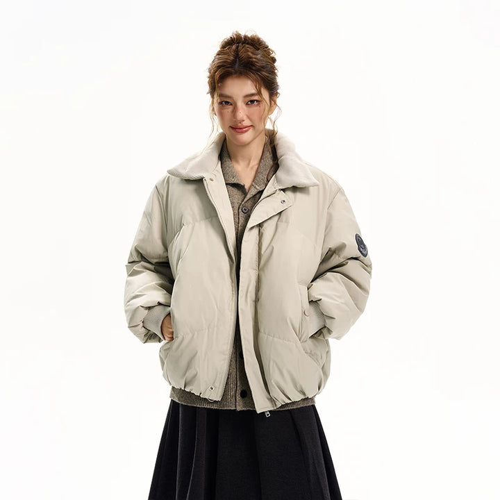 카라가 있는 면 패딩 루즈 겨울 자켓 