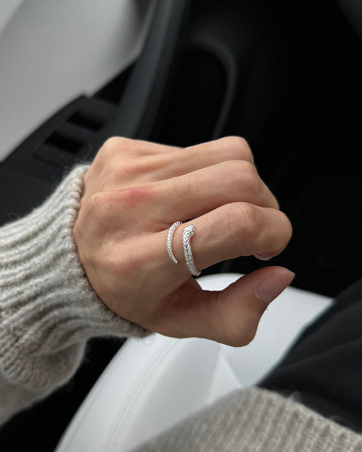 Pure Silver Snake Zodiac Adjustable Ring