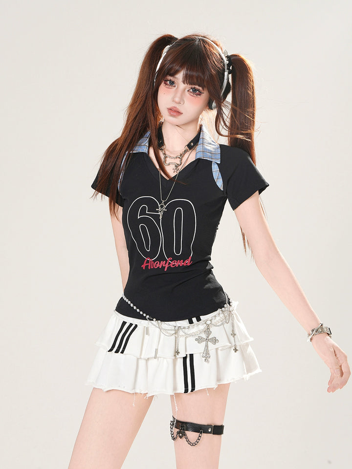 Graphic Polo Collar Short Sleeve T-shirt