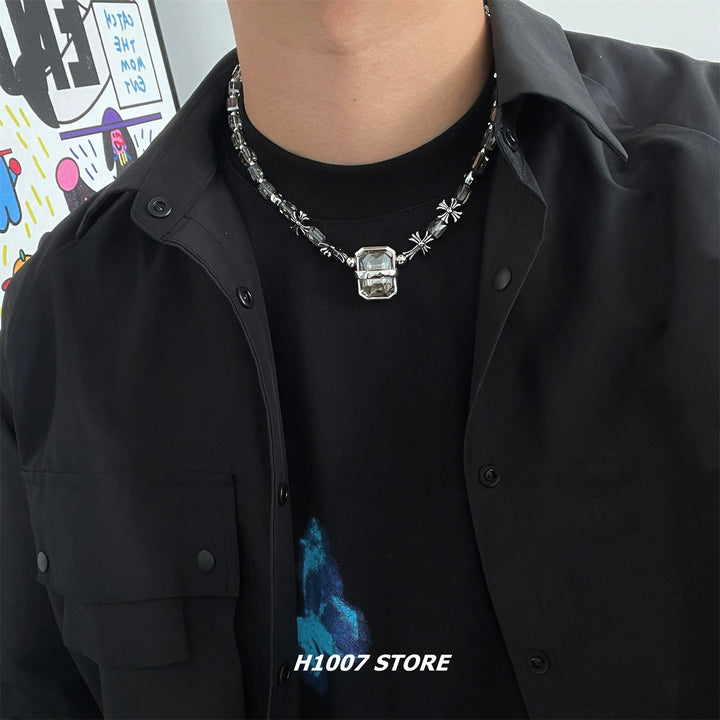 보석 십자가 꽃 팬던트 목걸이 