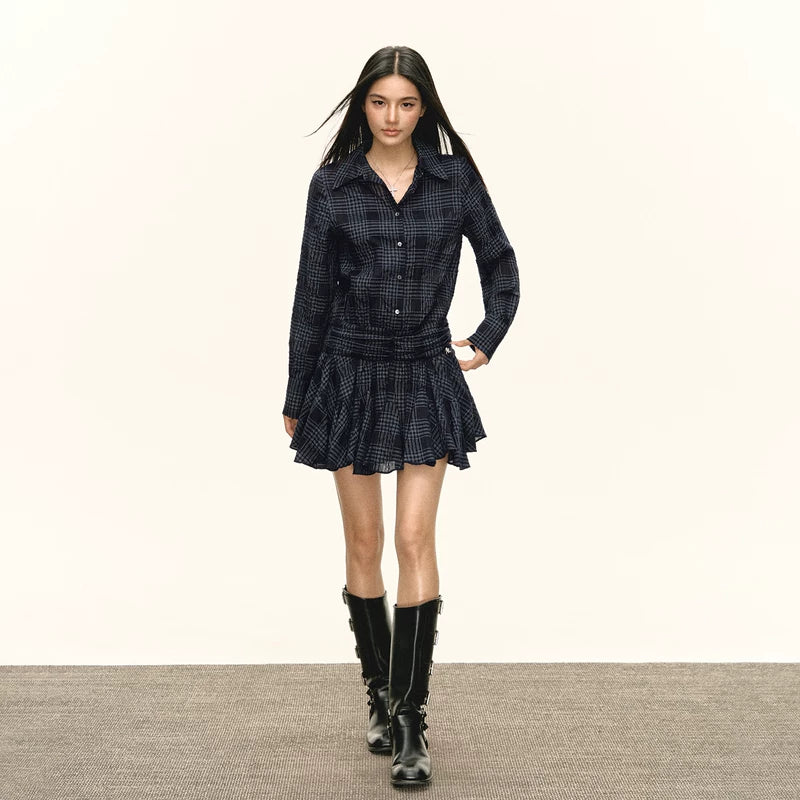 Robe sans manches à carreaux style rétro 