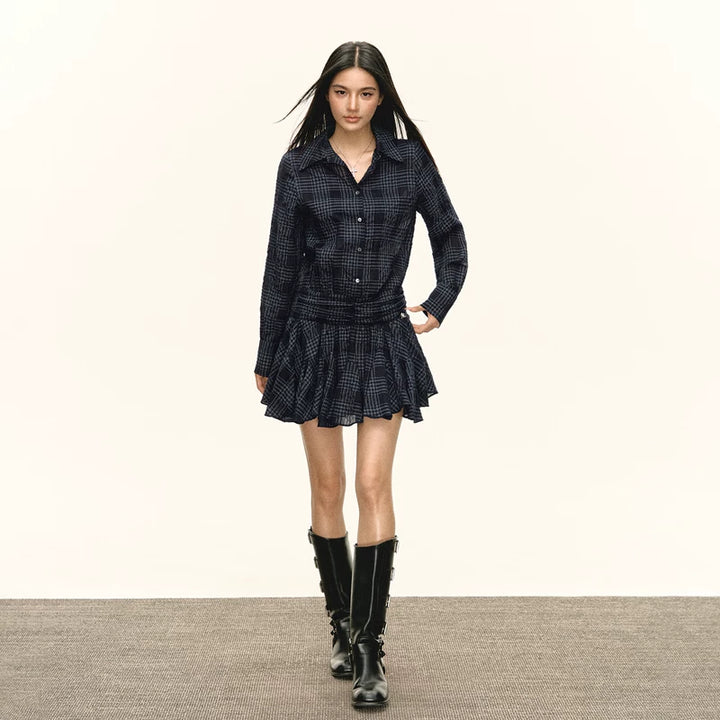 Robe sans manches à carreaux style rétro 