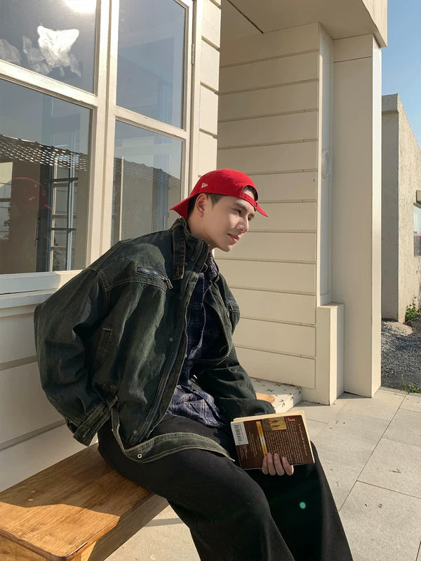 워시드 루즈핏 데님 작업복 재킷 