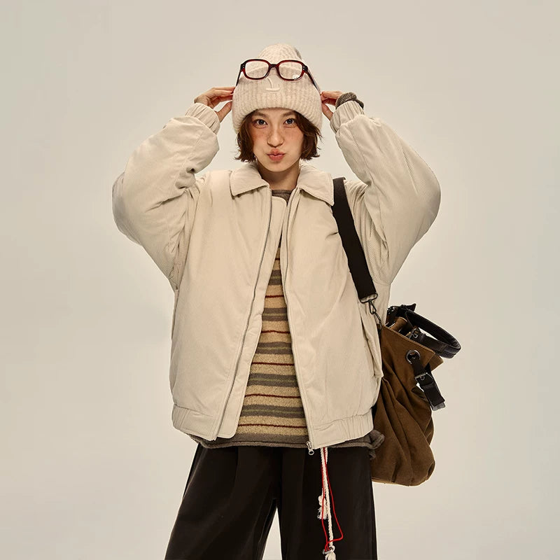 Jaqueta de algodão de corduroy com bordado 