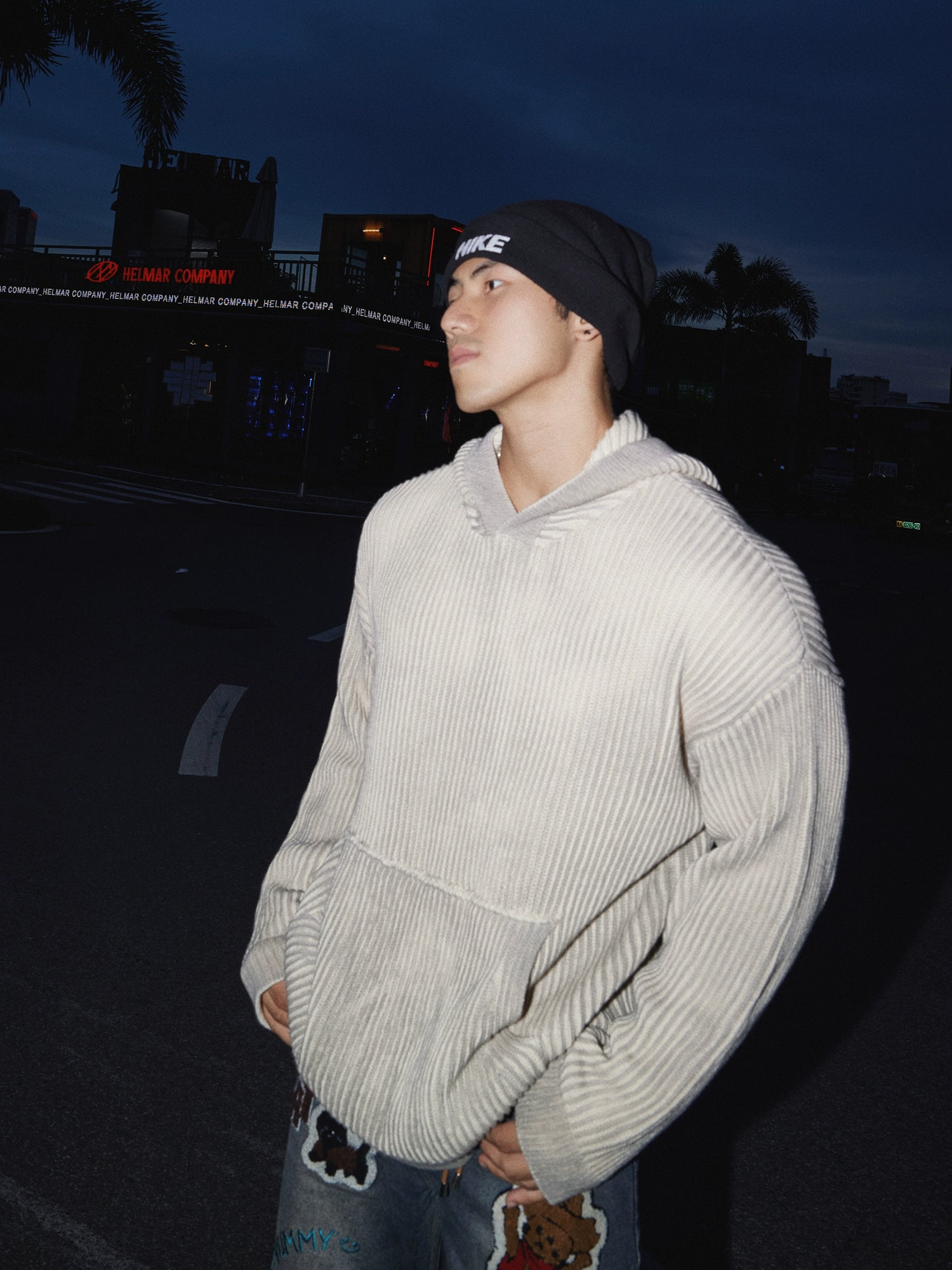 Retro Isı Duyarlı Triko Kapüşonlu Kazak 